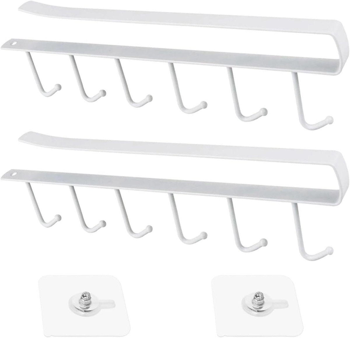 Allecto Plus - Bekerhouder kastinzet met hakenlijst voor kopjes en bekers - Set van 2 - Wit