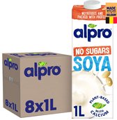 Alpro Boisson végétale au soja sans sucre - Sans lactose et sans gluten - 8 x 1 L