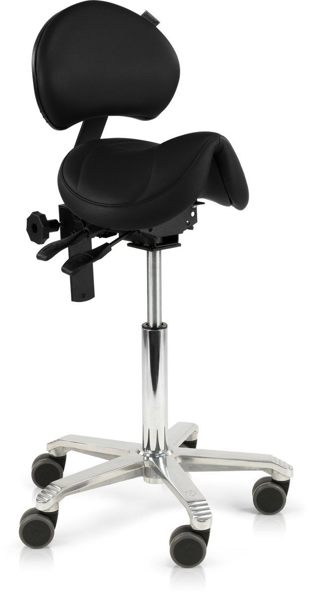 Score Amazone Ergonomische Zadelkruk met Rugleuning – Stamskin Zwart