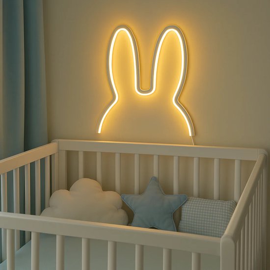 Veilleuse - Lampe Kinder - Lampe lapin - Décoration chambre Bébé - Lapin - Applique chambre Kinder - Lampe LED dimmable - Wit chaud - Lampe oreilles de lapin