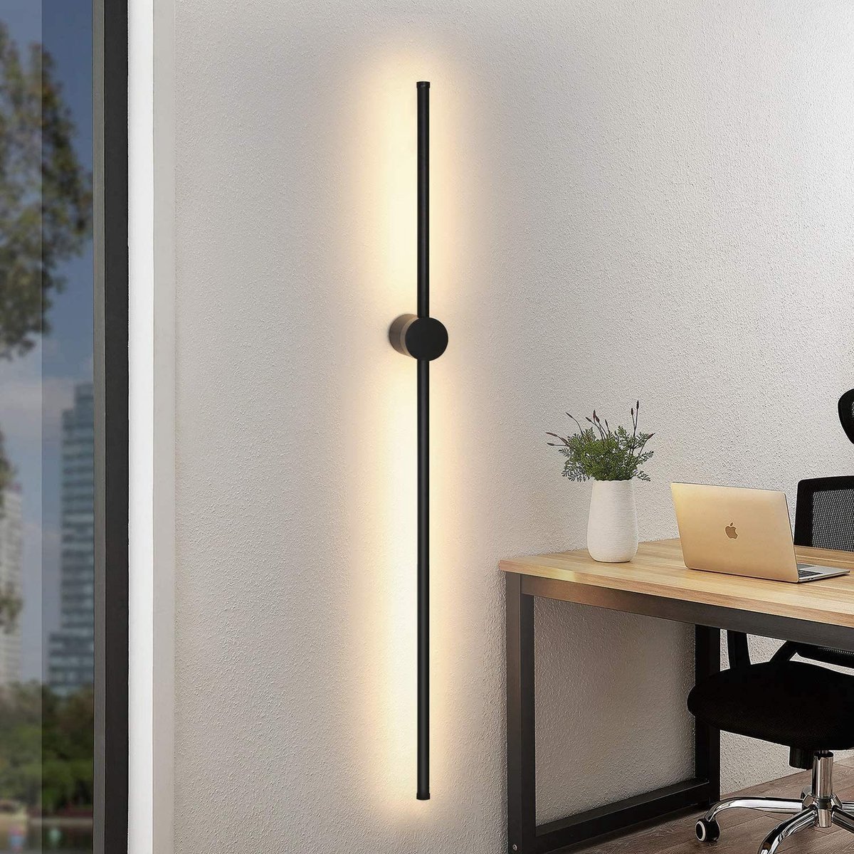 NETTLIFE Wandlamp LED - zwart - Warm wit Licht 3000K - draaibare - lange Ganglamp 100CM - modern Trappenhuislamp - voor Slaapkamer | Woonkamer | Hal | Studeerkamer | Keuken