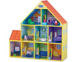 foto van Peppa Pig - Groot houten Speelhuis Speelset - 65 cm - 9 kamers en 18 accessoires