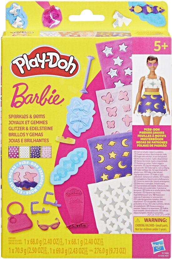 Play-Doh-patronenpakket Barbie Glitter en edelstenen - Navulset - Boetseerklei