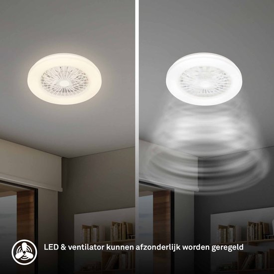 BRILONER - Ventilateur de plafond avec éclairage - Plafonnier LED avec ventilateur - dimmable - 5 vitesses - Ø48,5cm - blanc