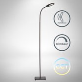 B.K.Licht - CCT Vloerlamp - zwarte staande lamp - bureaulamp dimbaar - lampkop flexibel - 600Lm - 8W - 128cm