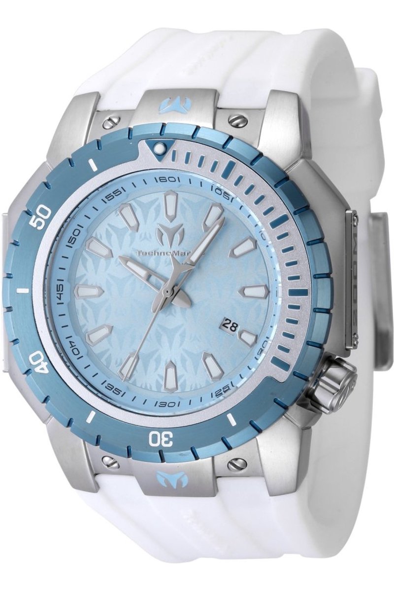 TechnoMarine Manta TM-224007 Heren Horloge - Waterdicht - Analoog - Quartz Uurwerk - Roestvrij Staal met blauwe Wijzerplaat - 49mm