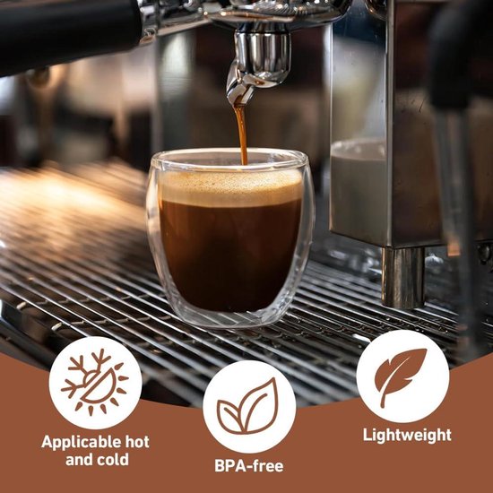 Creano Espressoglas, mokkaglas, dubbelwandig, met