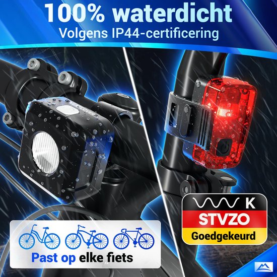 Nextcover Fietslicht Voor en Achter - Fiets Licht USB-C Oplaadbaar & IPX4 Waterdicht - Fietsverlichting Set met 6 Uur Accuduur - Voorlicht en Achterlicht - Fietslamp LED Wit en Rood - Fietslampjes voor alle Fietsjes - Fiets Lamp — afbeelding 2