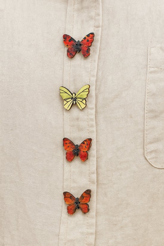 Lot De 25 Boutons Papillon En Bois Pour Couture, Loisirs Créatifs Ou Décoration - Neuf