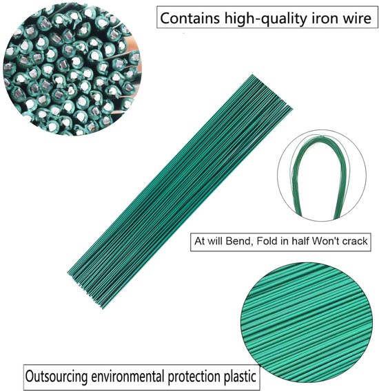 Groen - Bloemistendraad - 60 stuks - 2 mm diameter - 30 cm lang - voor bloemstukken - bloemstelen voor boeketten - draadkrans maken van Merkloos	 — afbeelding 3