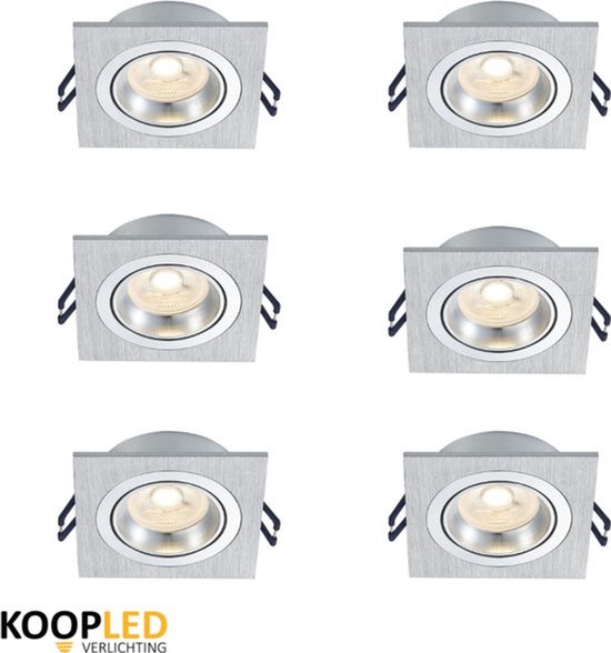 Instant Light inbouwspot - GU10 armatuur 6 stuks - dimbaar 3000K - kantelbaar zilver
