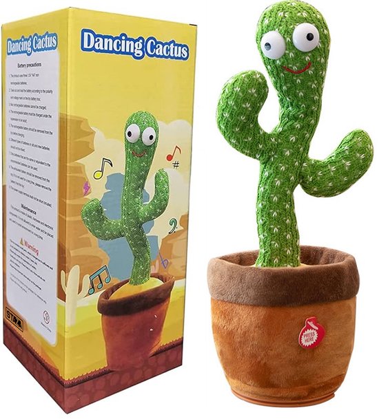 Dansende Cactus - Baby Knuffel - Interactieve Knuffels - TikTok - Oplaadbaar - Met Cadeauverpakking - Dancing Cactus - Zingende Cactus - Interactief speelgoed - Interactieve knuffel - Pluche knuffels - Praten - Zingen - Dansen - Baby - 120 liedjes
