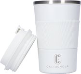 Castagnola Thermosbeker - Koffiebeker To Go - Travel Mug voor Koffie en Thee - Theebeker - 380 ML - RVS - Wit