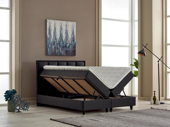 BSS Bedding Breda - Boxspring - Complete Boxspring - 140x200 - Bedden - Slaapkamerbed - 1 x Matras met Topper - 2 x Bedbox - 1 x Hoofdbord