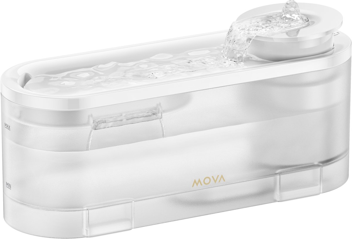 MOVA WF10 Pro - Drinkfontein voor Katten & Kleine Huisdieren - 1,5L - Draadloze Waterfontein met 3 Waterstanden - Meervoudige Filtratie - Stil (<30dB)