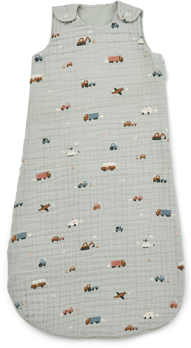 Liewood flora slaapzak vehicles / dove blue
