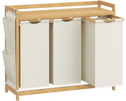 MAZAZU - Wasmand - 3 vakken - Bamboe - 150L - 94x33x78