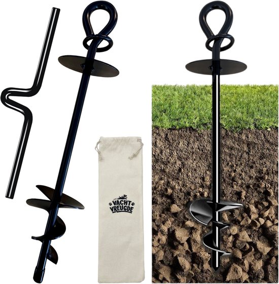 Ancrage au sol Fur Joy pour chien – Piquet de sol robuste / Spirale d'amarrage / Piquets d'attache pour grands Chiens jusqu'à 90 kg – Piquet de sol rotatif à 360° pour Jardin, camping, plage – Piquet de sol pour ligne d'amarrage