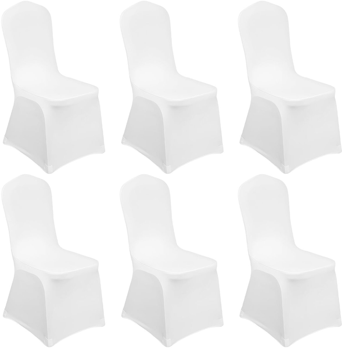 Ibenzoa® Universele Witte Stretch Stoelhoezen Set van 6 voor Bruiloften en Feesten Wit