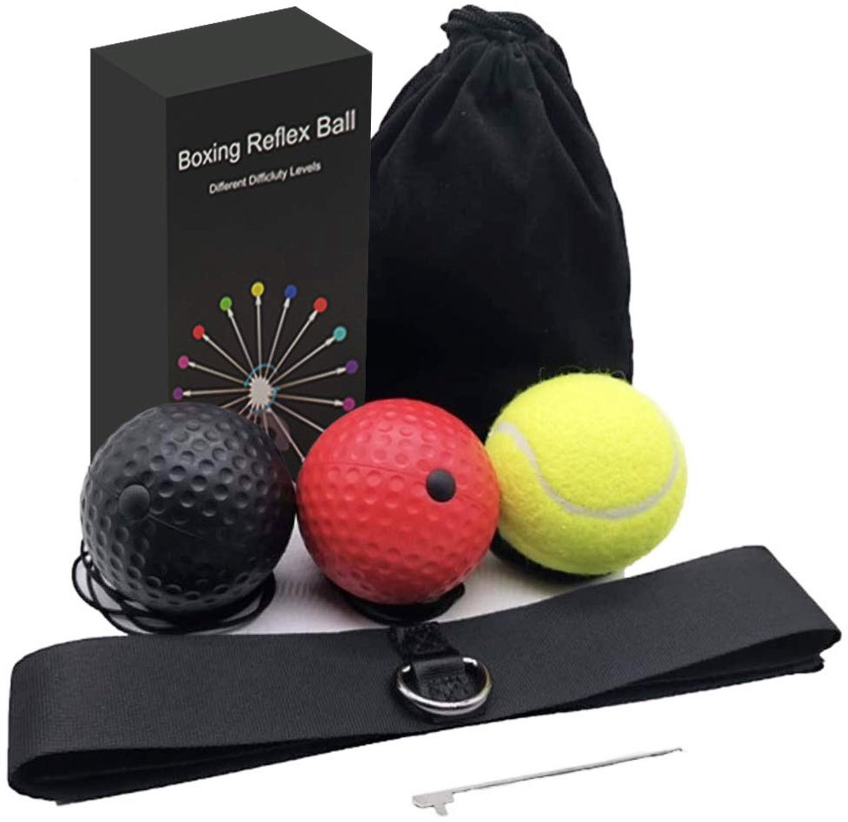Ibenzoa® Bokstrainingsset met Verstelbare Hoofdband en Drie Verschillende Ballen voor Reactie en Behendigheid