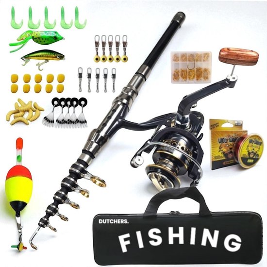 Canne à lancer Dutchers® 310 cm avec moulinet - Ensemble de cannes à pêche télescopiques 35 pièces - Pêche - Matériel de pêche - Canne pour la pêche aux carnassiers - La pêche - Ensemble de cannes à pêche