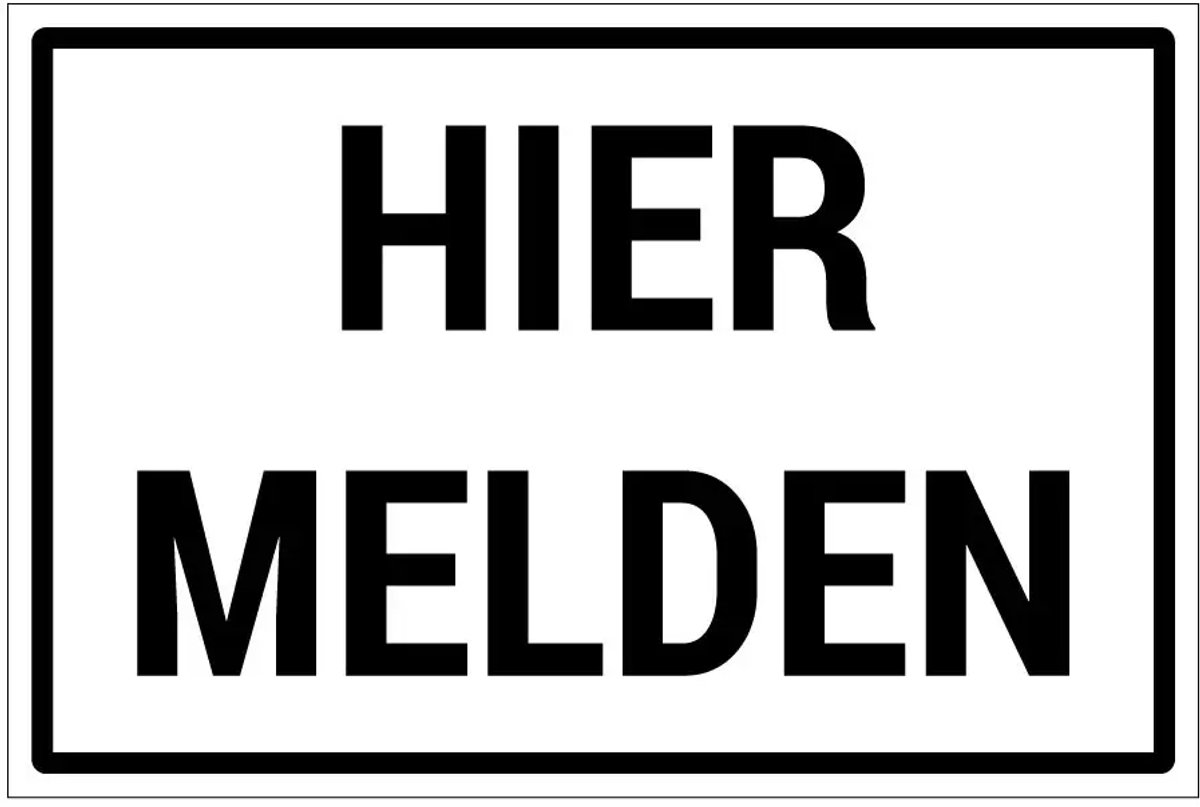 Hier melden bord | gecoat dibond materiaal | 30 x 20 cm
