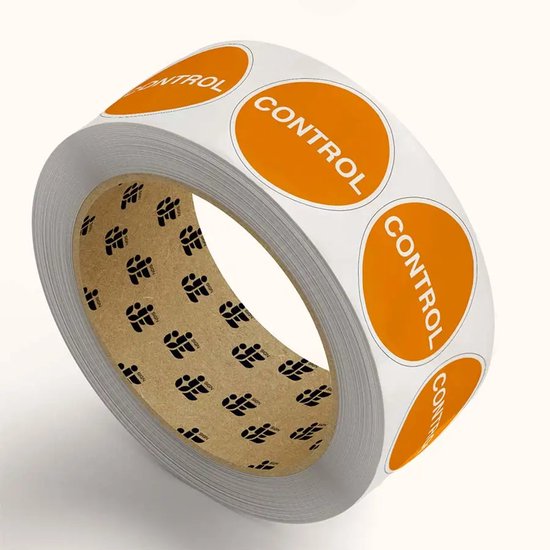 Control stickers op rol - oranje wit - 2,5 cm - 901 stickers per rol | bol