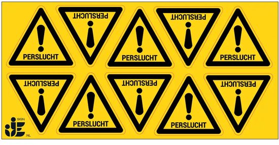 Perslucht waarschuwingssticker | 5 cm - 10 stuks per vel