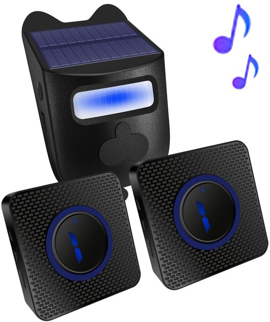 HTZSAFE Solar powered drive-up alarm with 1/2 mile range, weatherproof, wireless motion sensor and outdoor detector, 1 receiver 2 sensors