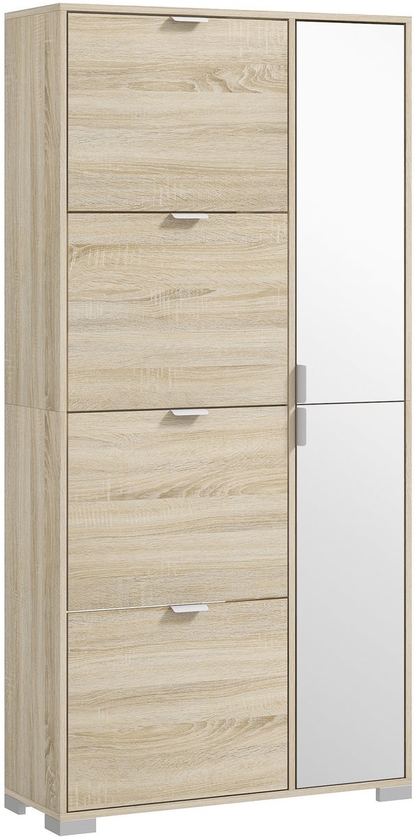 HOMCOM-Klapbare schoenenkast-82x30x168cm-Spaanplaat-Eiken