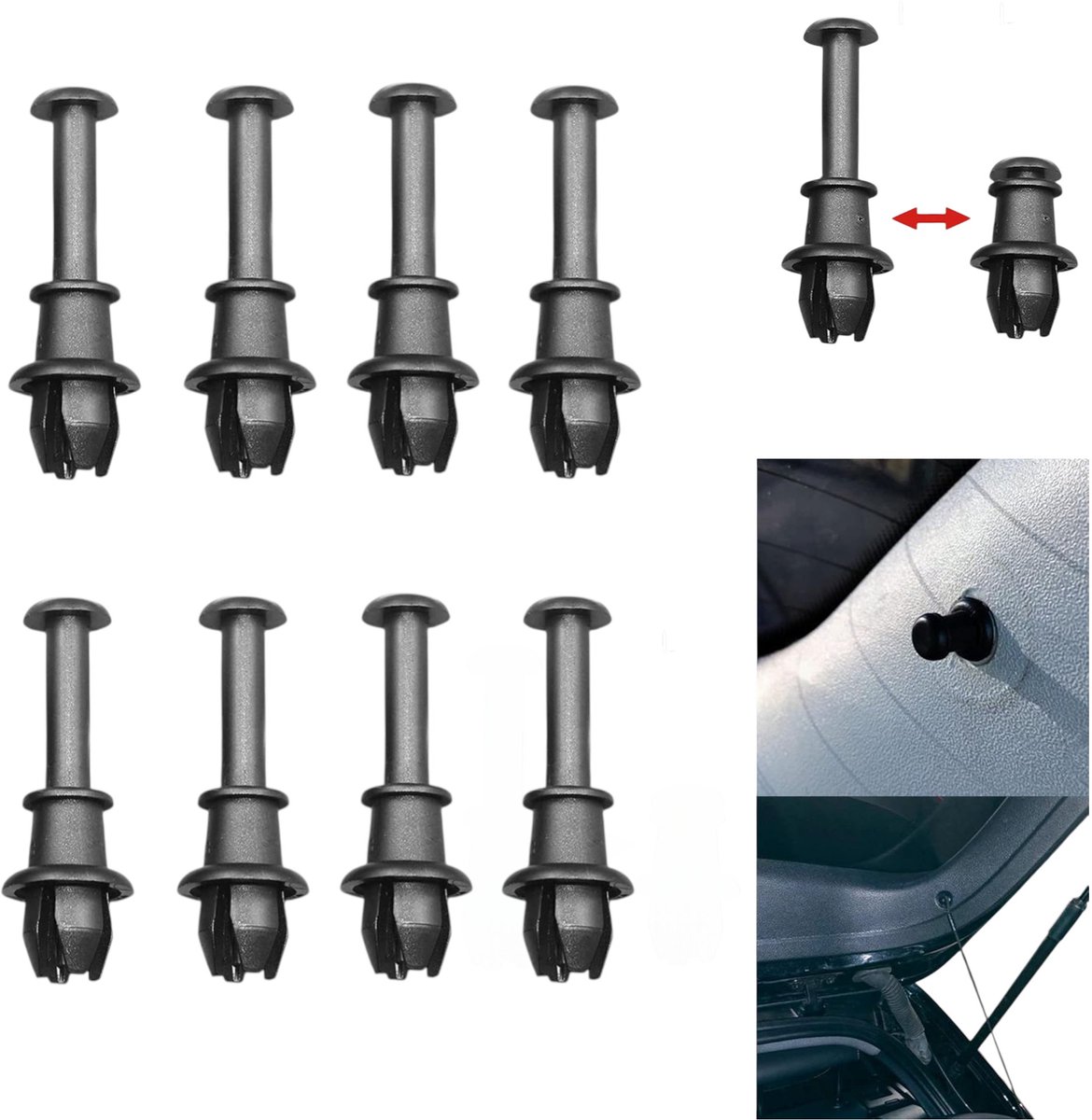 Image of 8-pack hoedenplankclip, knoopbevestiging, kofferbakbevestigingsclip, haakbevestiging, geschikt voor Mk6, Mk5, A3, Q2, Q3 (zwart)3cm