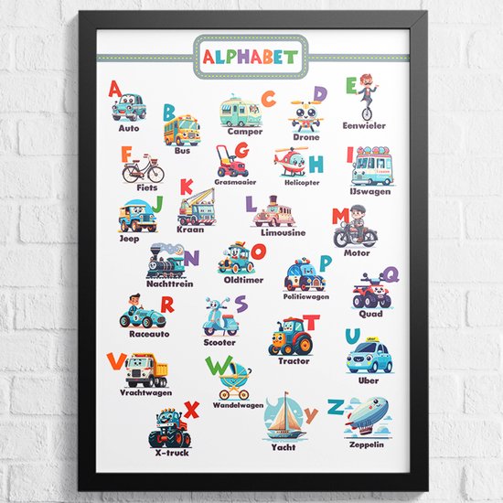 Affiche Alphabet – Véhicules ABC – Apprendre les lettres – pour Enfants – Format 43 x 61 cm – Affiche éducative – Ludique et pédagogique – Affiches École