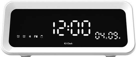 PULUZ Slimme klok - Draagbare luidspreker - Digitale wekker voor in de slaapkamer - Draadloze Bluetooth-luidspreker met temperatuurweergave, USB-oplaadfunctie, telefoonhouder en pennenhouder (wit)