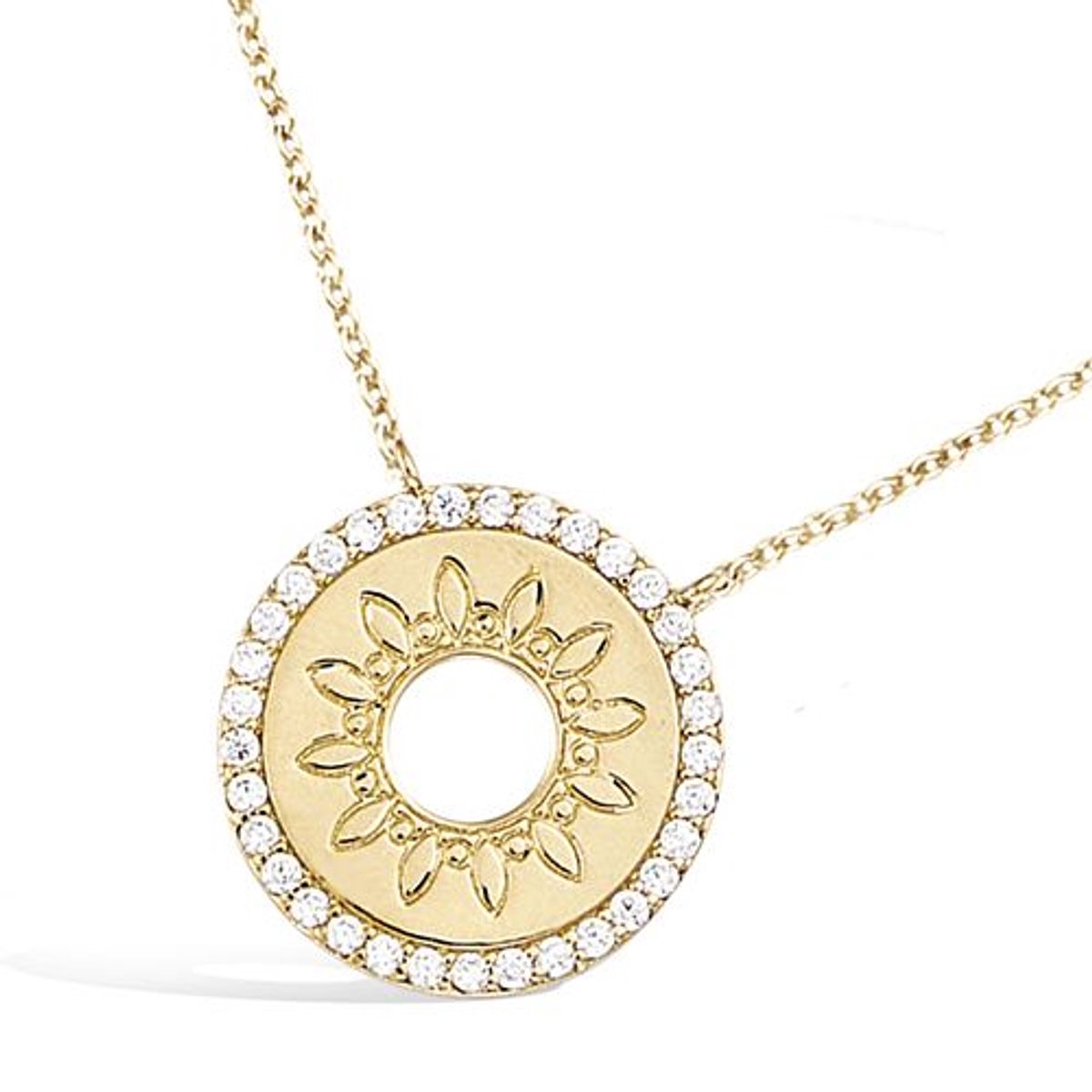 CHIVAL - Ketting 18K Verguld Goud " Sparkling Sun" – Luxe, Hypoallergeen, Perfect Cadeau voor Haar, Elegant, Zon, Glitter, Zirkonia, Rond, Modern, Geschenkverpakking, Liefde, Love