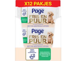 Page® vochtig toiletpapier - Fris en Puur (Puur) - Hypoallergeen - 456 velletjes - 12 x 38 stuks
