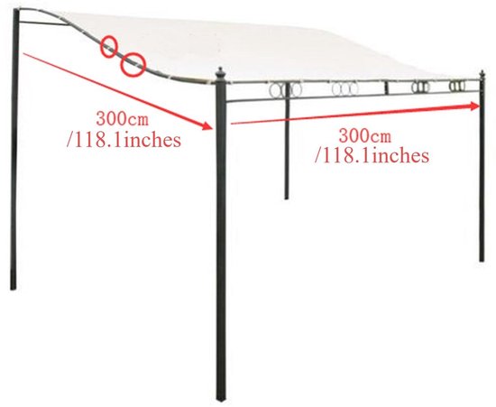 Vervangende luifel voor vierkante paraplu, 300 x 300 cm en 250 x 250 cm