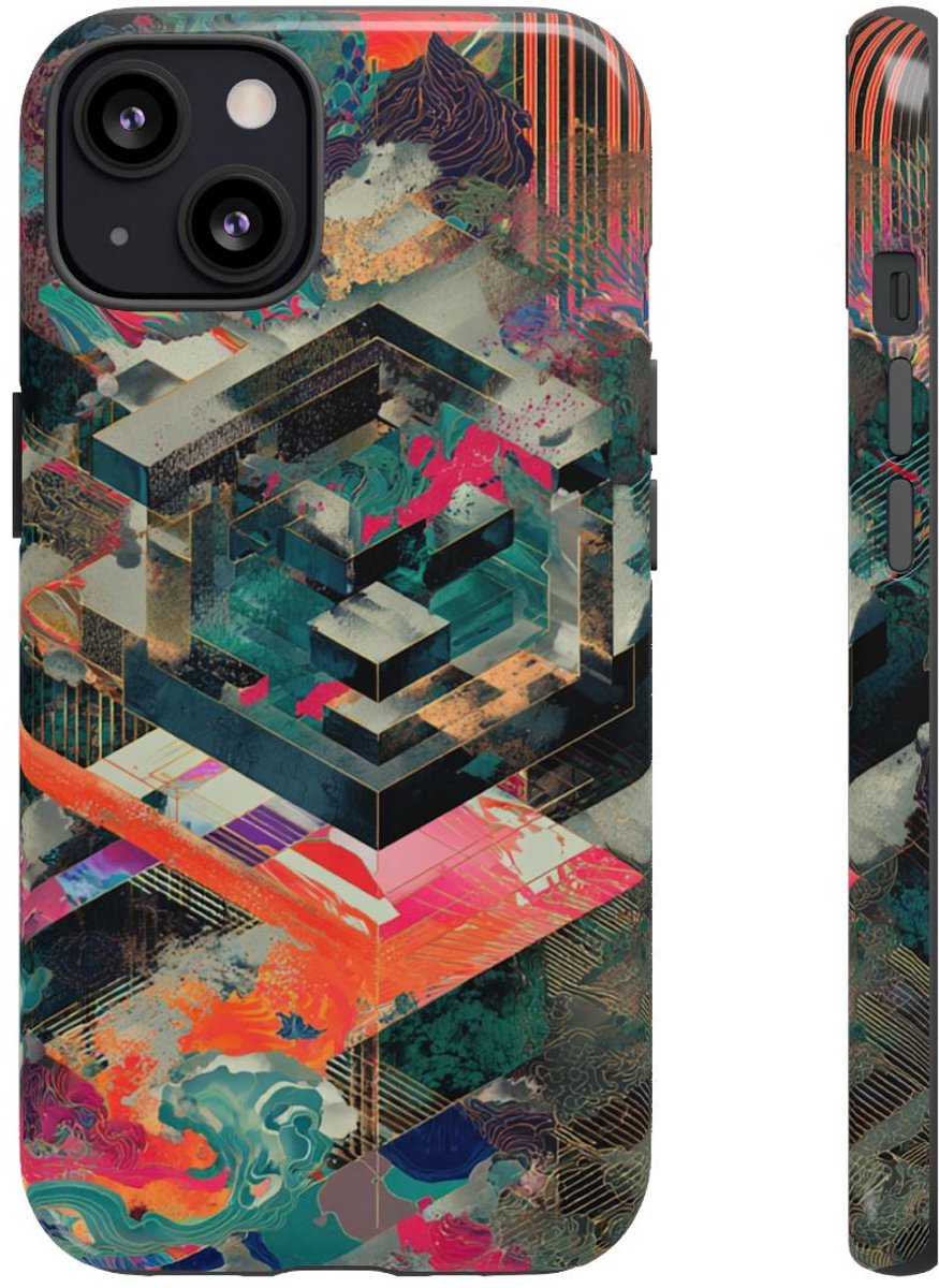 Kleurrijke Geometrische Abstracte Kunst – Telefoonhoesje Geschikt voor iPhone 13