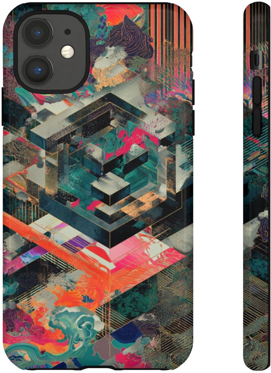 Kleurrijke Geometrische Abstracte Kunst – Telefoonhoesje Geschikt voor iPhone 11