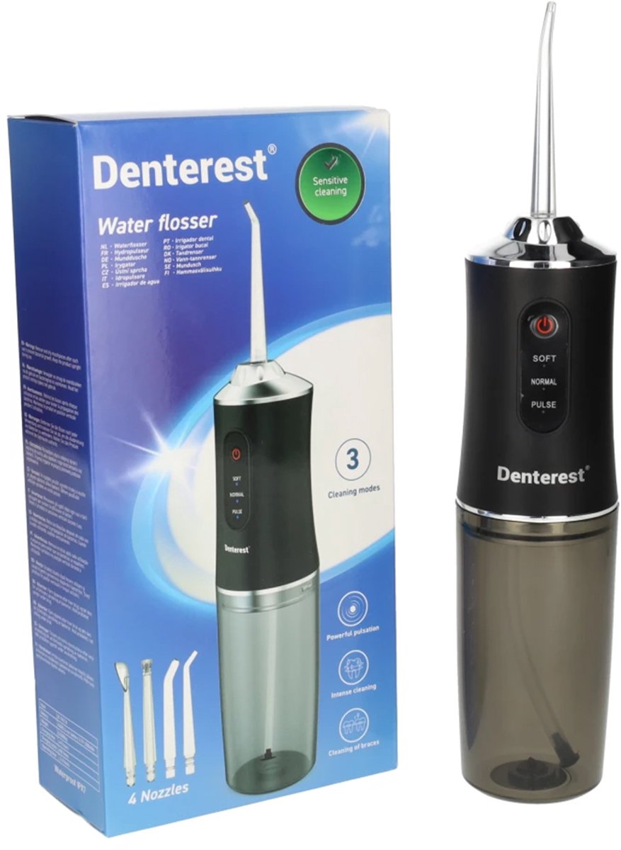 Denterest Waterflosser - Elektrische Monddouche - Draadloos en Oplaadbaar - Inclusief 4 opzetstukken