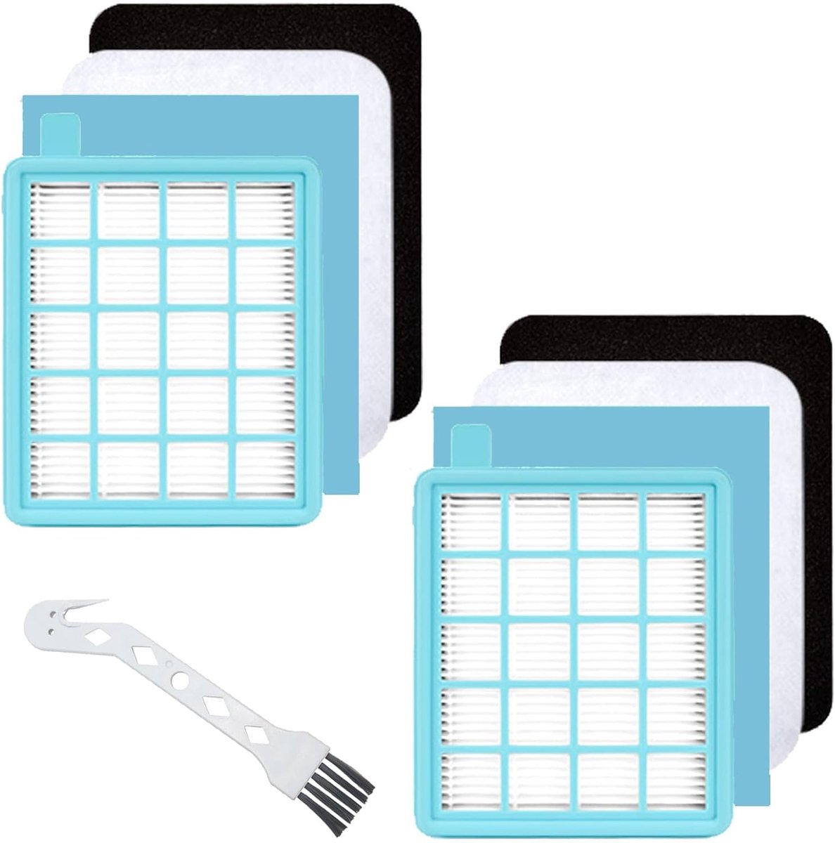 Filter Set 4-Piece voor FC8058/01 - Stofzuiger Filter voor PowerPro Active - Compact - FC8630-FC8639 - FC8640-FC8649 - FC8470-FC8479 - FC9520-FC9529 - FC9320-FC9327