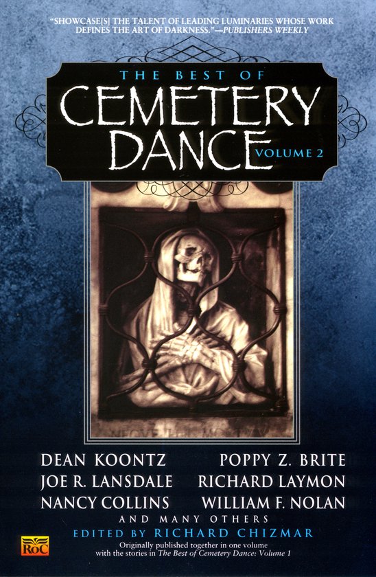 Boekomslag 'The Best of Cemetery Dance Volume 2'. Het bevat een gravure van een skelet in een gewaad, achter een traliewerk.
