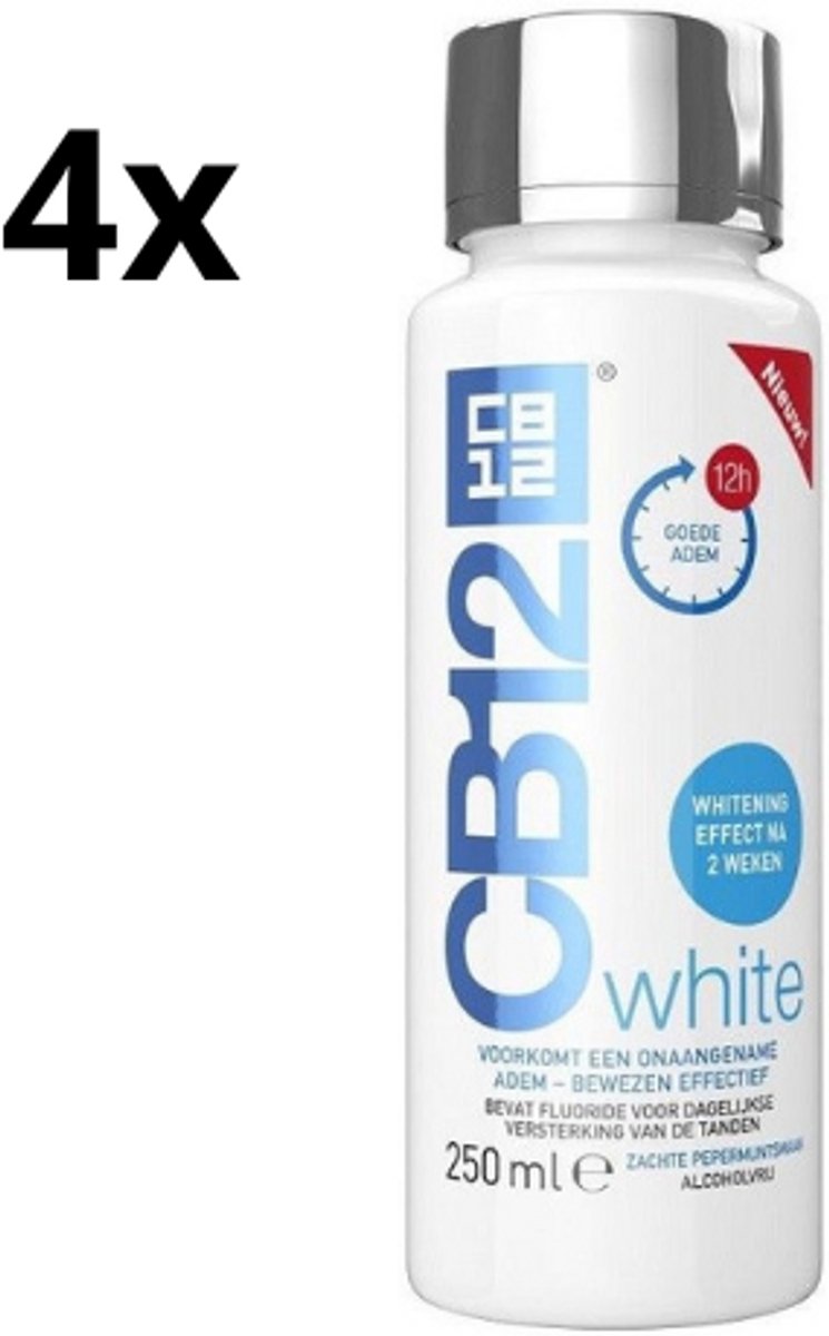 CB12 Mondwater White - 4 x 250 ml - Voordeelverpakking