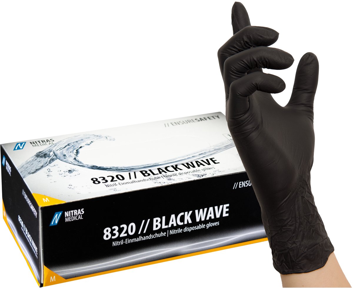 Nitras - Nitrile black handschoenen - poedervrij -Maat S - (100 Stuks)