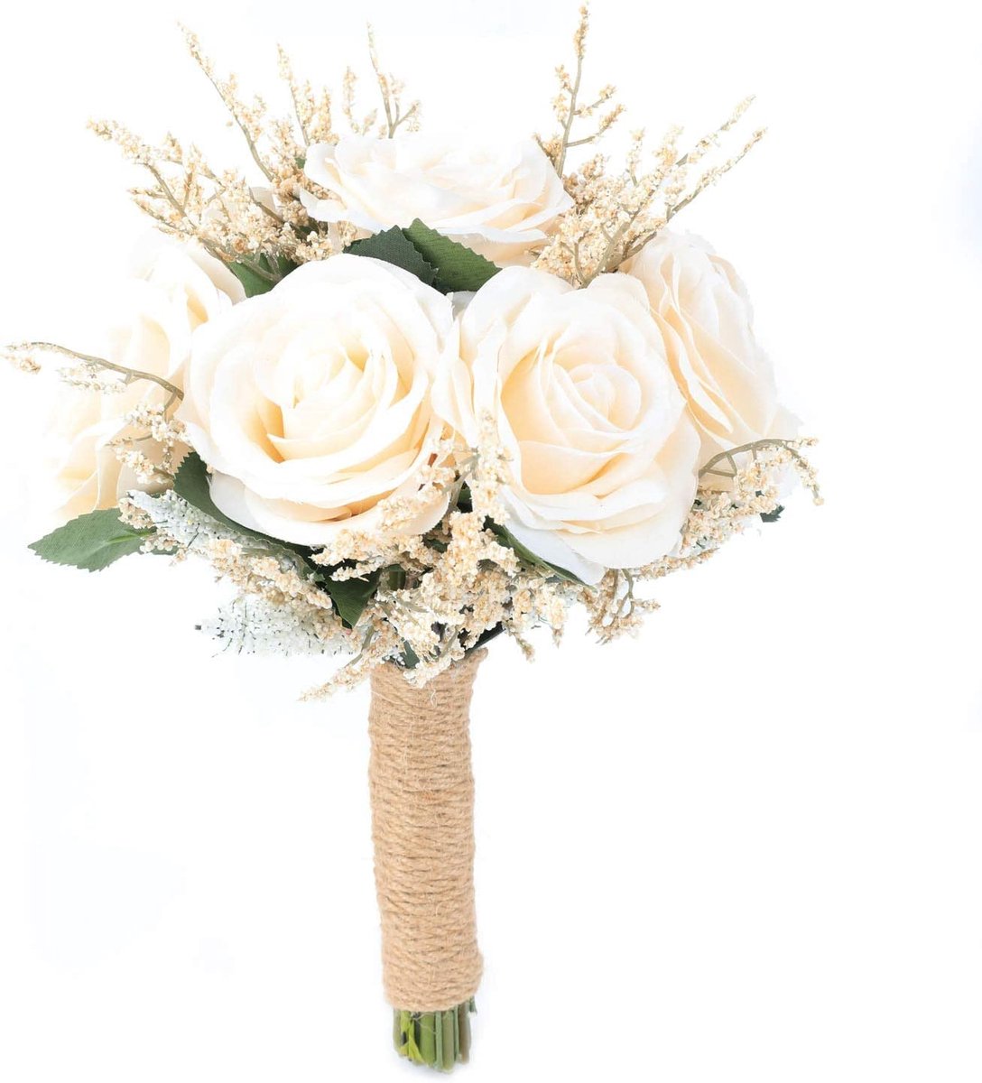 Unyqoos Handgemaakte Bruidsboeket Met Romantische Kunstrozen Voor Bruidsmeisjes En Decoratie wit