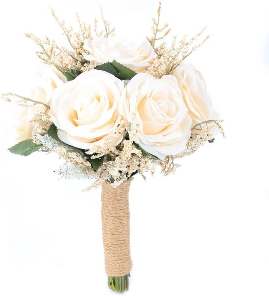 Unyqoos® Handgemaakte Bruidsboeket Met Romantische Kunstrozen Voor Bruidsmeisjes En Decoratie