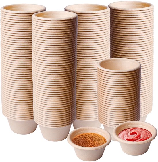 200 sets - 2 oz] Wegwerp plastic portiebekers met deksels, kleine