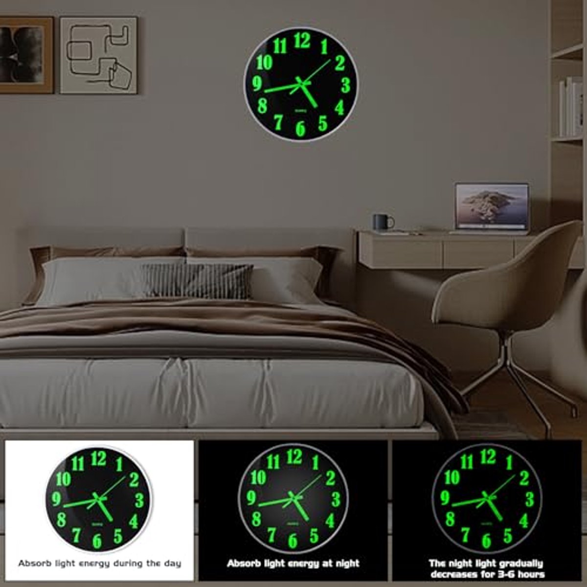 Horloge Murale Digitale ACCSHINE Horloge Murale Lumineuse Sans Bruit De Tic- Tac Pendules Et Horloges