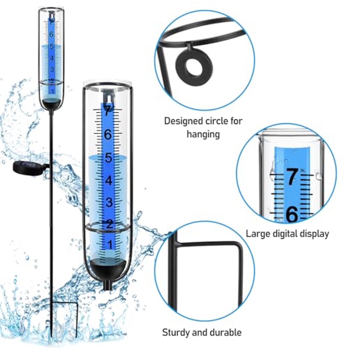 BAIFULAI 2 Stück Regenmesser Frostsicher, Regenmesser