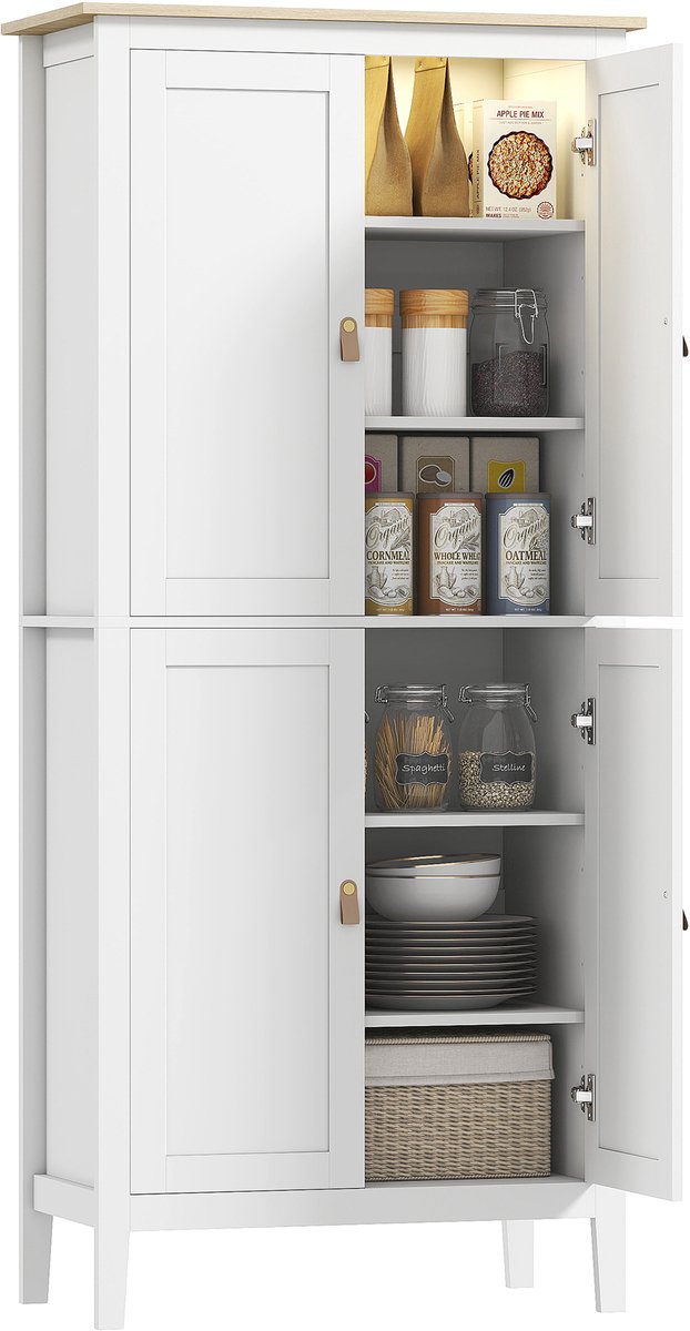 HOMCOM-Keukenkast-80x40x176,5cm-MDF-Wit
