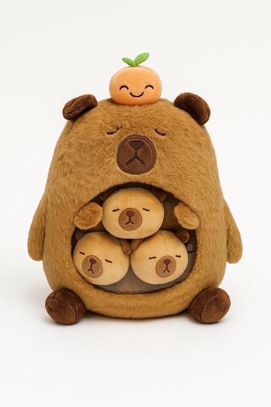 Knuffel pluche capybara aardbeien muts | Leuke en schattige knuffels